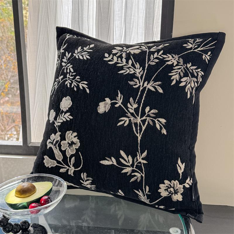 Vintage Floral Soft Chenille Decorative Pillow Cover 45x45cm Brown Grey Green Cushion Cover for Sofa Bed Home Living Room Decor
