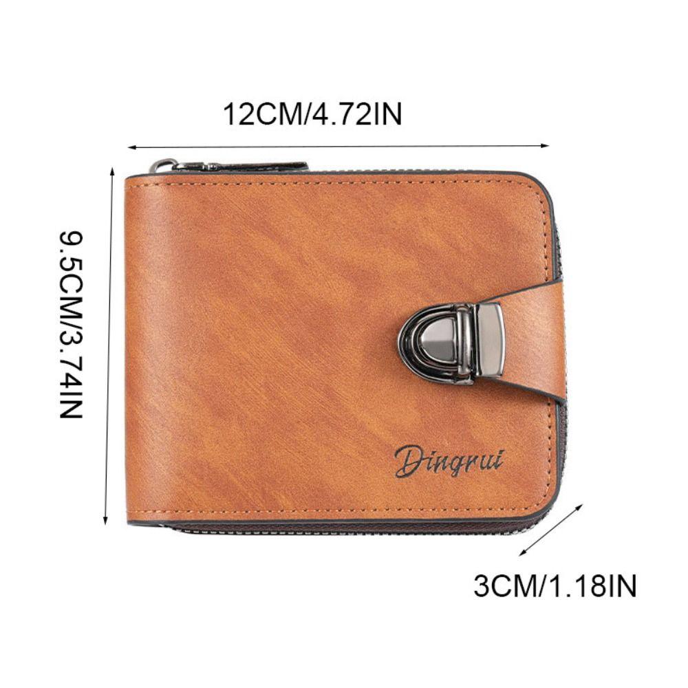 Zipper Business Wallet Solid Color Leather Coin Purse Card Bag Men's Wallet  Daily