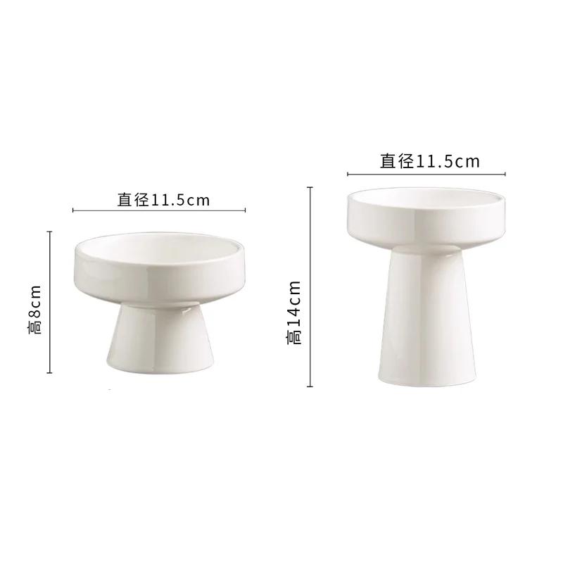 Ceramic Fruit Snack Plate Restaurant High Footed Bowl Restaurant Salad Dessert Bowl Desktop Pastry Nut Plate Cool Dishes Bowl