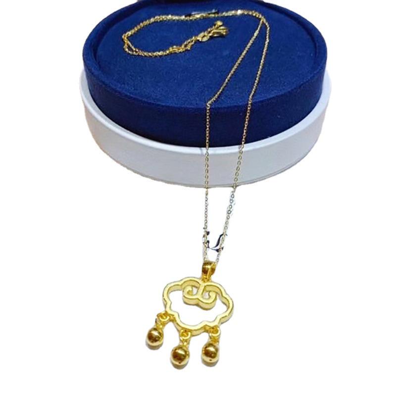 Elegant Brass Gold-Plated Vietnamese Ruyi Lock Necklace for Women