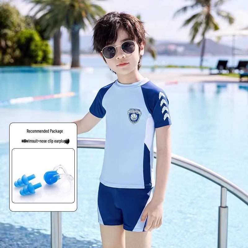 

Раздельный купальник для мальчиков 2025: Быстросохнущая, солнцезащитная одежда для плавания для детей XXL