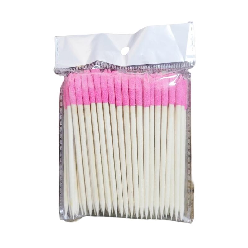 Wood Cuticle Pusher Remover Sanding Stick Double Head Nail Art Wood Stick Nail Art Manicure Pedicure Tool for Home Salon красный
