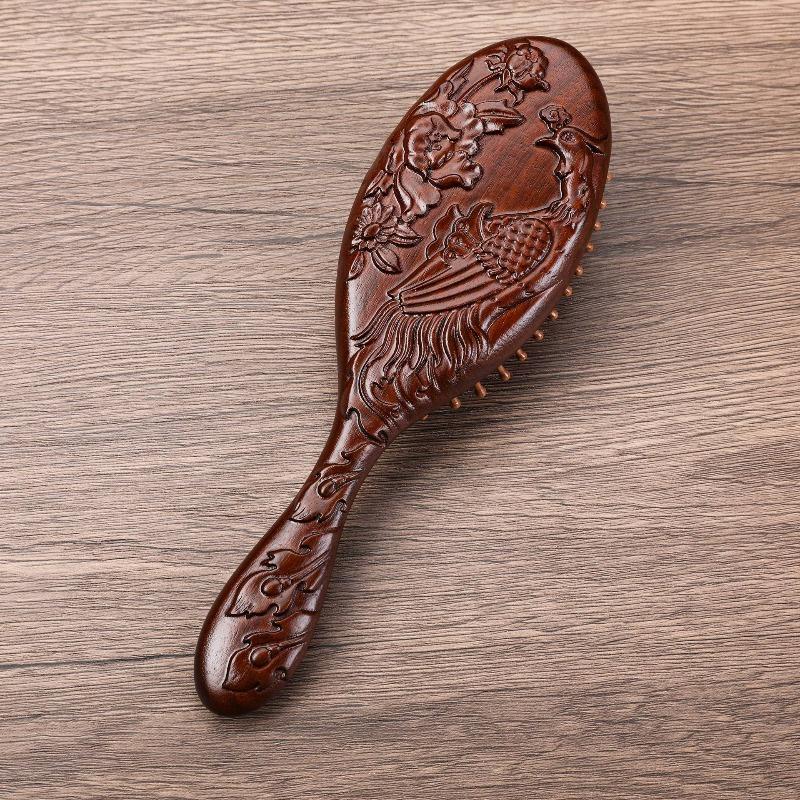 Sandalwood Air Cushion Comb Wooden Hair Styling Comb Oval Scalp Massage Brush Comb