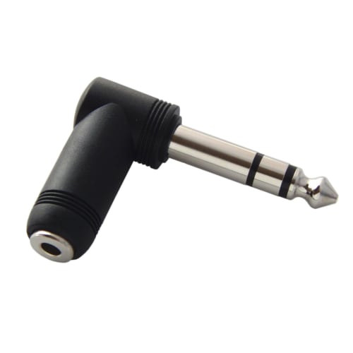 L-shaped 3.5mm stereo mini plug to 6.3mm stereo standard plug adapter for headphones, amplifiers, digital pianos, keyboards, guitars, electric guitars