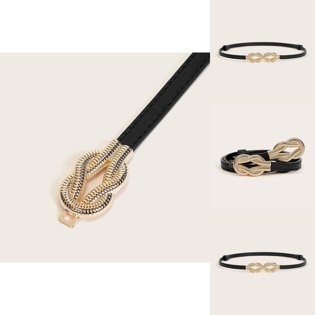 Feminine Slim Faux Leather Belt With Metal Double Ring Buckle For Office And Casual Outfits