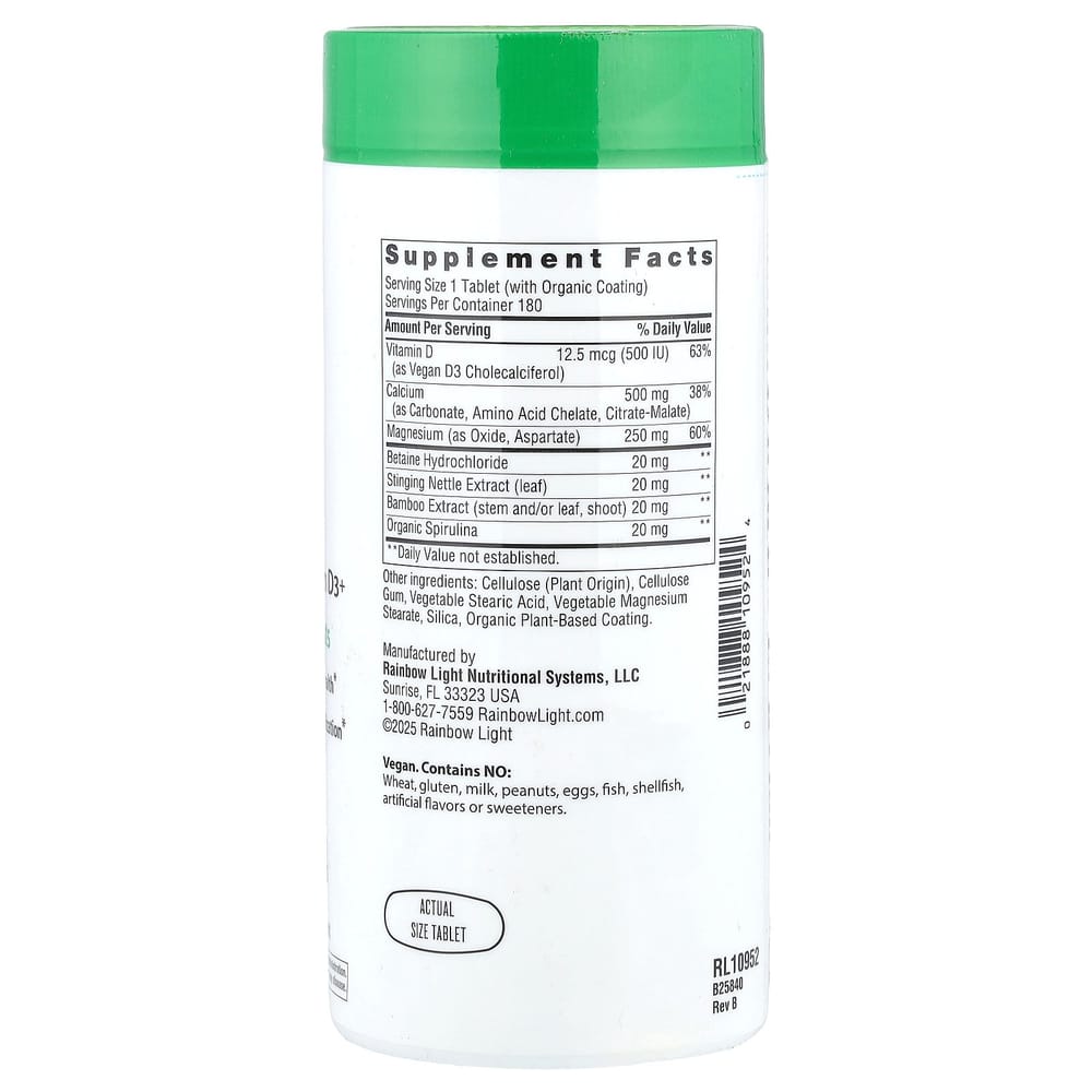 Rainbow Light Calcium Magnesium + Vitamin D3, 180 Tablets