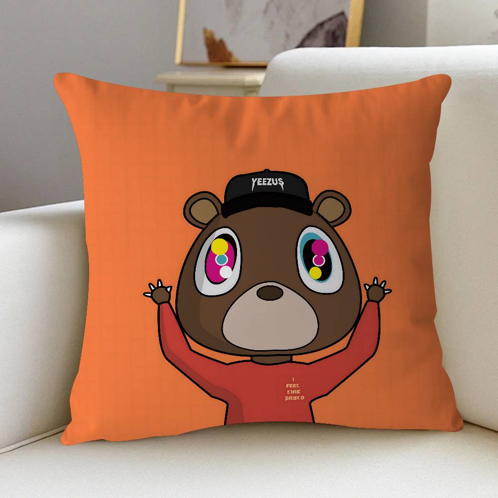 

K-Kanye West Bear Cushion Cover Decorative Pillow Sofa Home Decor Case Pillow Cases 12x12Inch