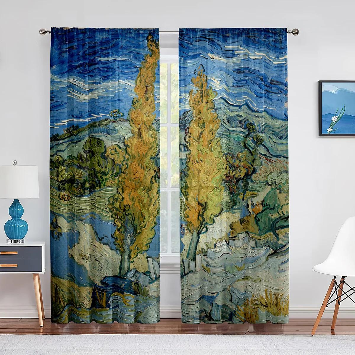 

Китайский стиль тушью живопись цветы пейзаж прозрачные шторы для гостиной современная спальня вуаль тюлевая занавеска оконные шторы 1 PCS W600XH250cm&Rod Pocket