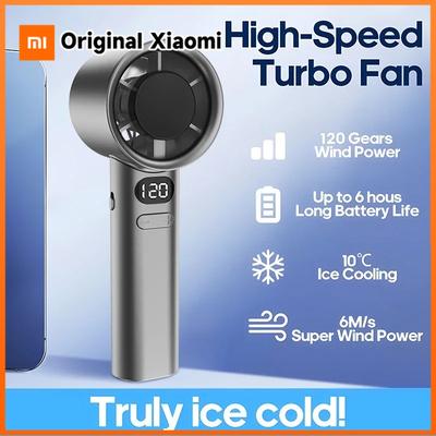 Xiaomi Mini-Handventilator 4 Geschwindigkeiten Tragbar Leise Leistungsanzeige Luftzirkulator USB-wiederaufladbar für Innenbereich Büro Außenbereich