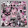 50 Pcs Black Pink Gothic Trendy Waterproof Stickers for Guitar, Fridge, Earphones