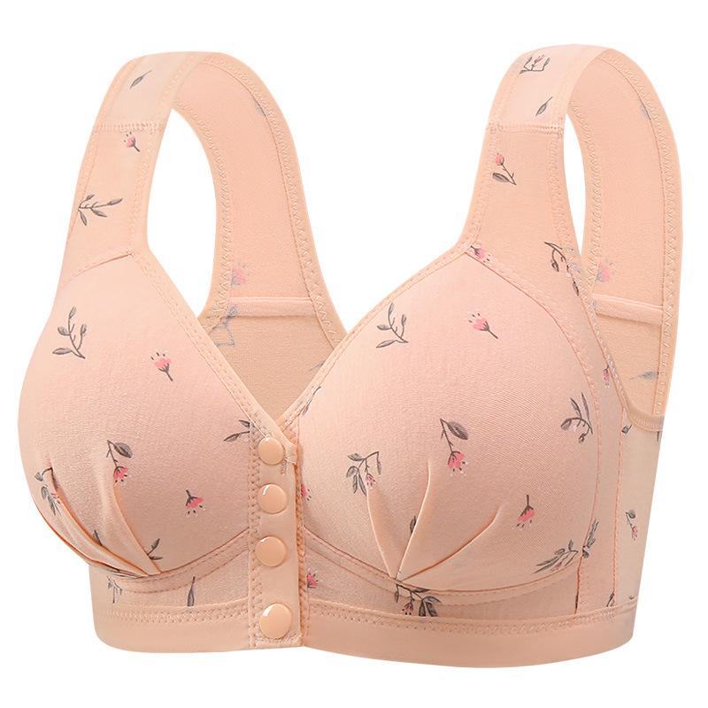 Plus Size Cotton Lace Bra for Mature Women Soft Thin Cup Front Closure Wireless Tank Top Bra Comfortable Full Coverage Supportive Underwear