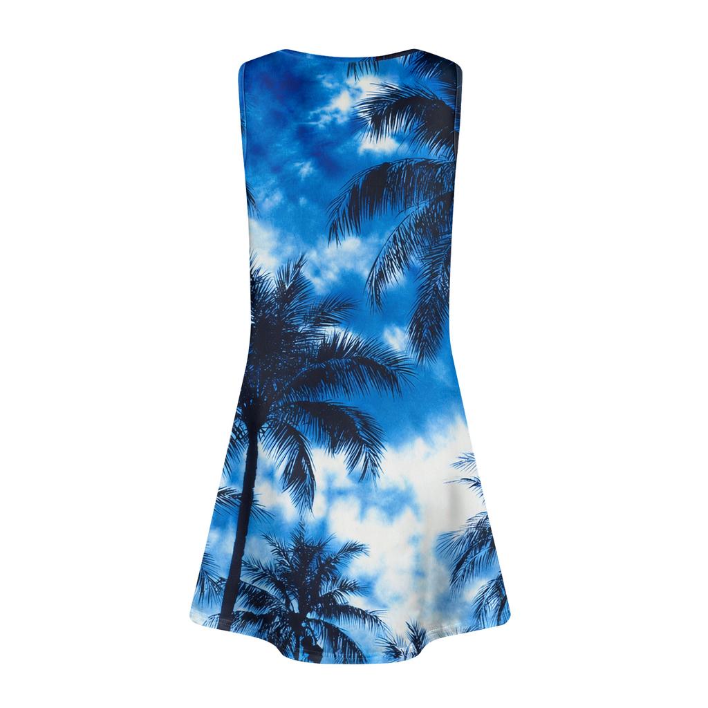 Womens Summer Dresses Loose V Neck Sleeveless Sundresses Dress With Pockets