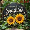 HD Tin Sign You Are My Sunshine Sunflower Bee Round Metal Wall Art Vintage Home Decor
