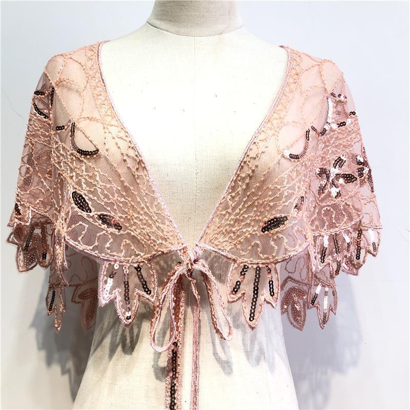 Women's Wedding Dress Shawl Retro Party Sequin 1920s Banquet Evening Dress Shawl