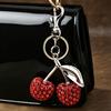 Sleutelhanger Hanger Strass Ingelegd Kersenvorm Sleutelhanger met Legering Kreeftsluiting Tas Hanger Lichtgewicht Rugzak Accessoire