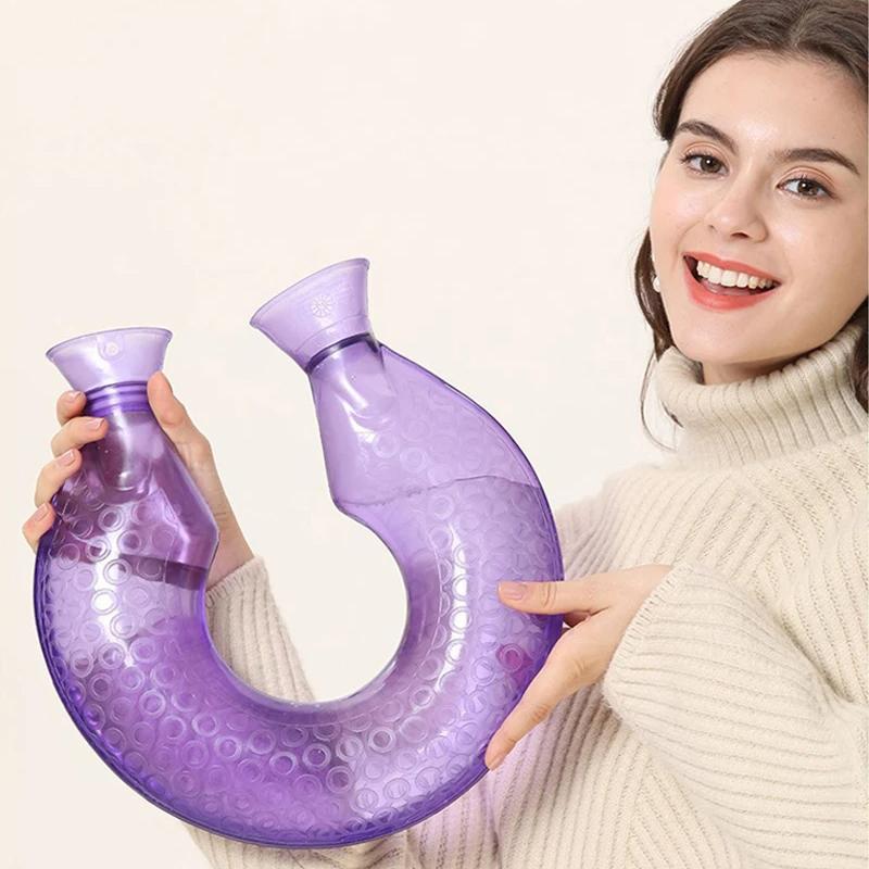 U-förmige Wärmflasche Transparent Gefüllt Mit Wasser Tasche Für Halswirbel Kompresse Hals Warme Wasser Flasche Wärmt Hals