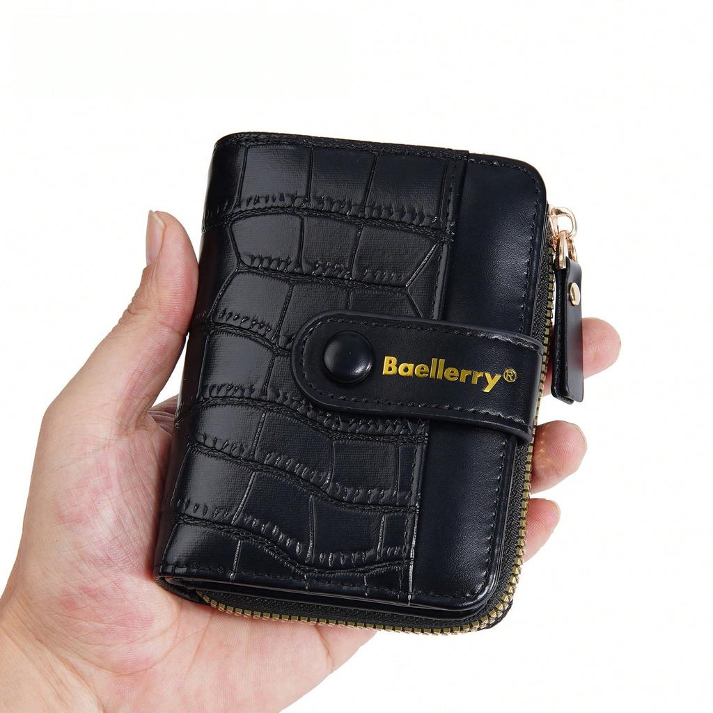 Women's Short Wallet Fashionable Multi-Card Zipper Change Bag Niche Stone Pattern Card Bag