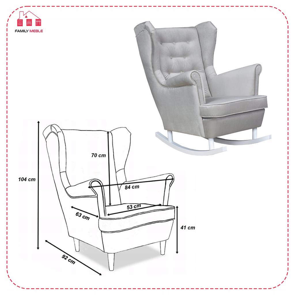 Diana Rocking Chair, Scandinavian, Family Meble, Grey-beige Velvet