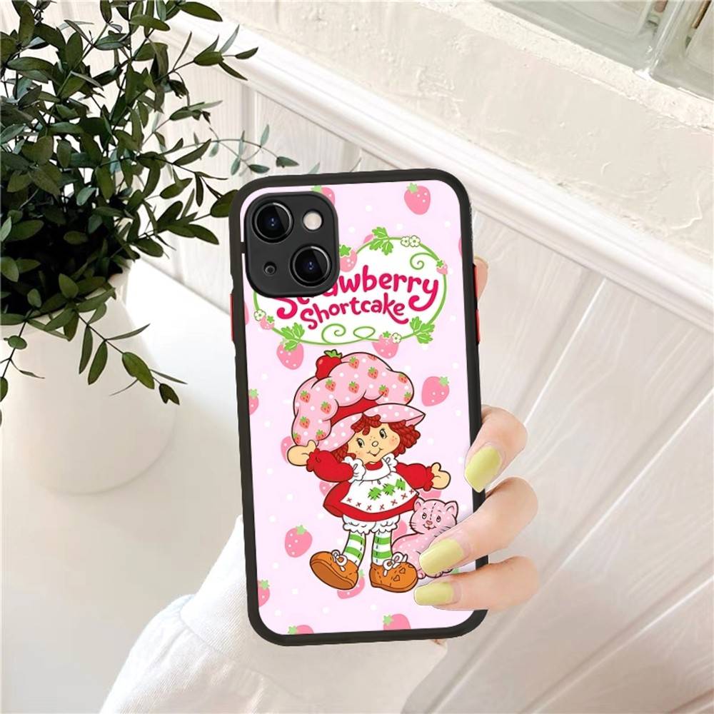 Cartoon Girl S-Strawberry S-Shortcake For IPhone 16 15 14 Plus 13 12 11 Pro Max X XS MAX Translucent Matte Shockproof Cover