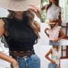 Summer European Style Sexy Solid Color Women Chiffon Blouse