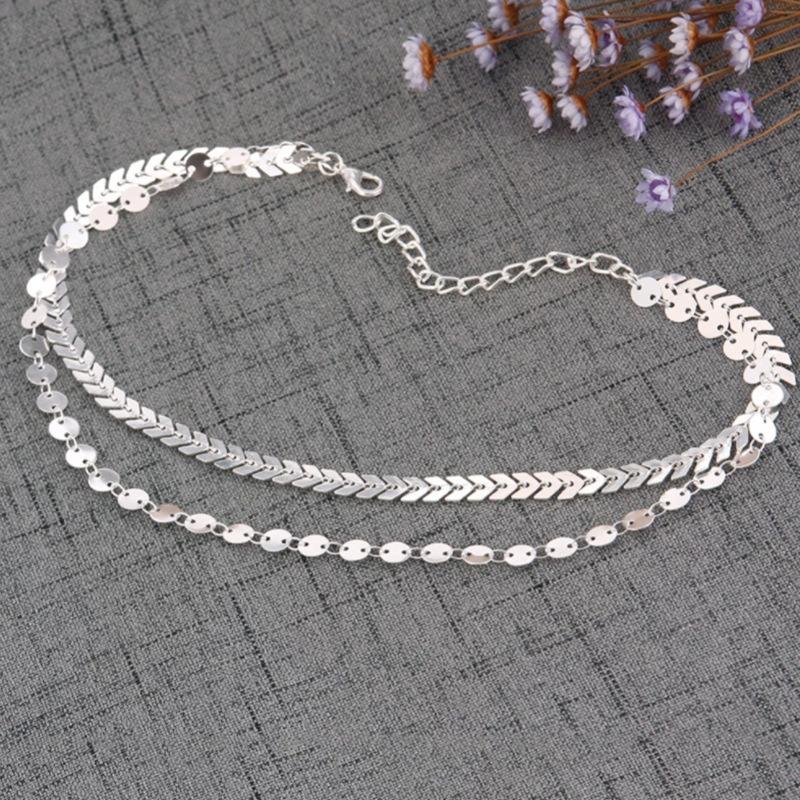 

Femininity Fashion Alloy Jewelry, Bohemian Sequins Airplane Fishbone Chain Necklace срібний