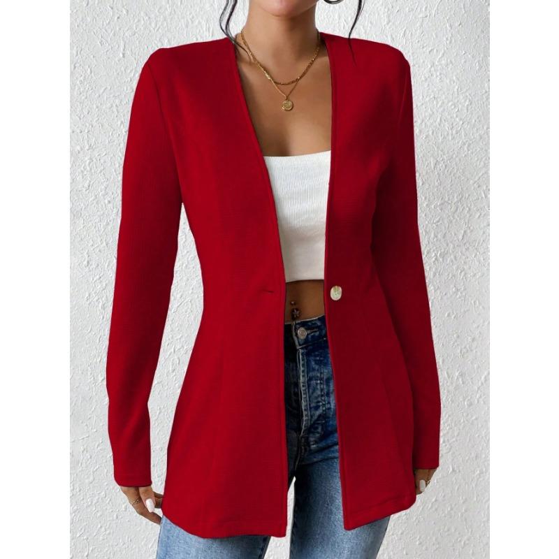DAFIFY Women's Fashion Casual Solid Color Print Autumn Winter Long Sleeve Jackets & Coats
