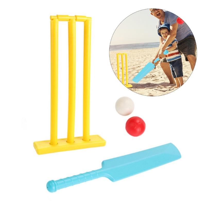 Set da Cricket per Bambini Mazza da Cricket in Plastica con 2 Palline e Stumps Gioco Sportivo per il Cortile Gioco da Tavolo Interattivo Facile da Giocare
