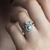 European & American Retro Turquoise Ring: Vintage-Style French Women's Couple Rings