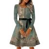 Women's Casual Fashion Long Sleeve  Vintage Long Dresses