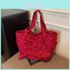Street Style Canvas Tote Bag For Women With Large Capacity And Bow Design Star Pattern For Daily Use