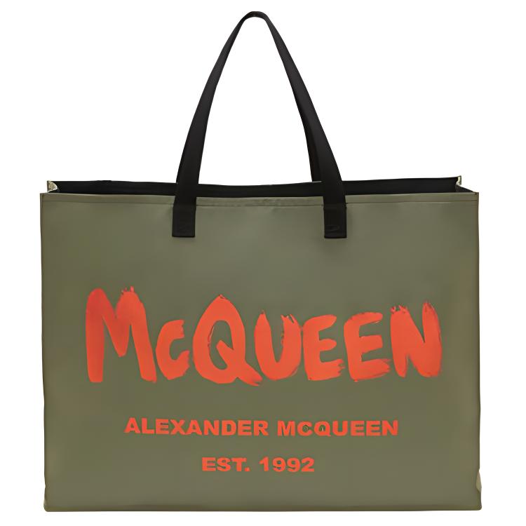 New Alexander McQueen Cotton One Shoulder Handbag Men's Army Green 6628651AABX2868