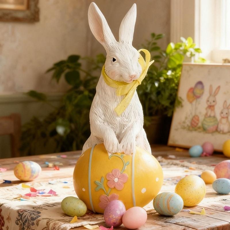 Resin Bunnies Figurine Easter Rabbit Statue Indoor Easter Decoration Modern Art Spring Home Decors,Bunnies Sculpture