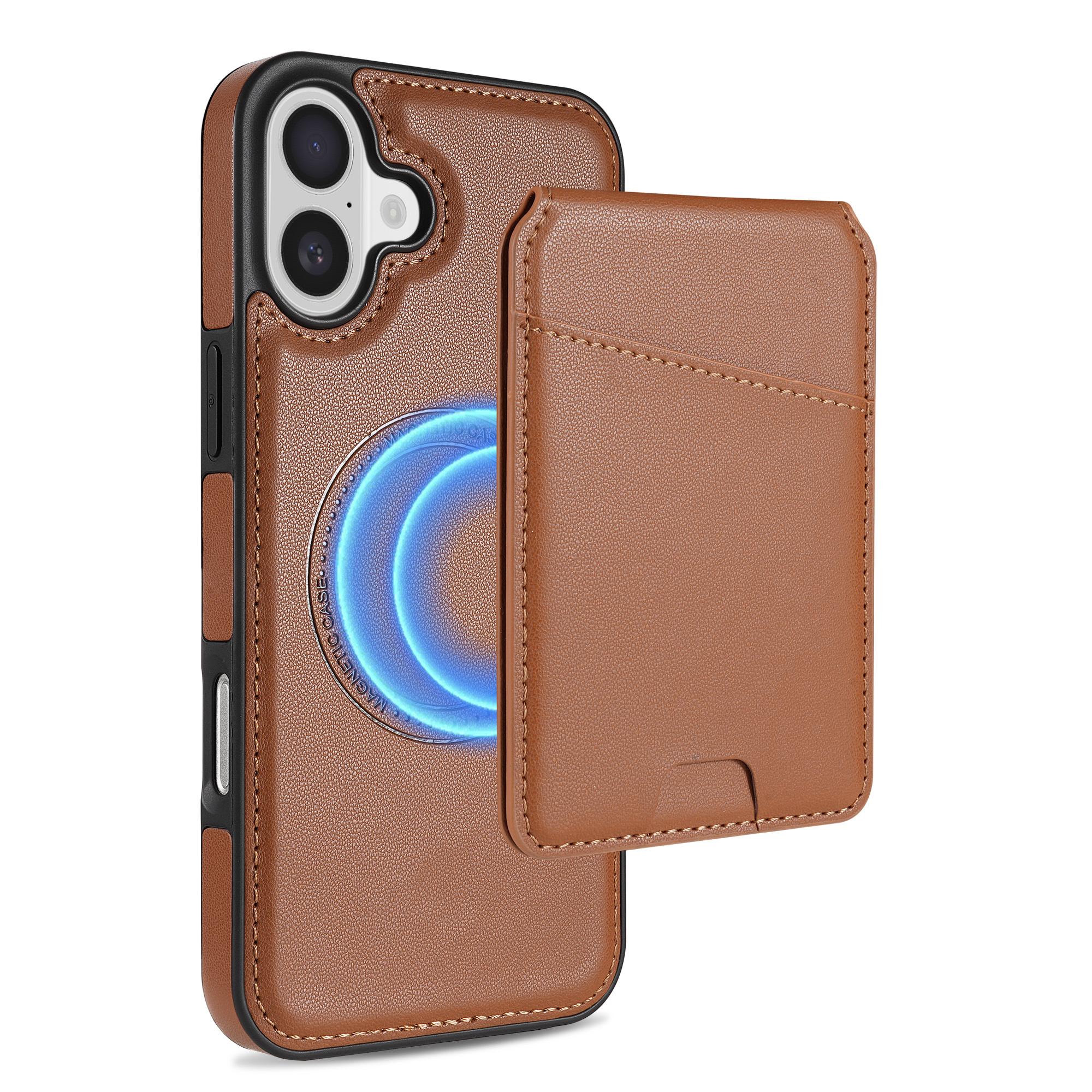 

Magnetic 2 in 1 Detachable Wallet Vertical Cards Bag Leather Case For IPhone 16E 16 Pro Max 15 14 Plus 13 12 11 Protective Cover For iPhone 16 Pro Max коричневый