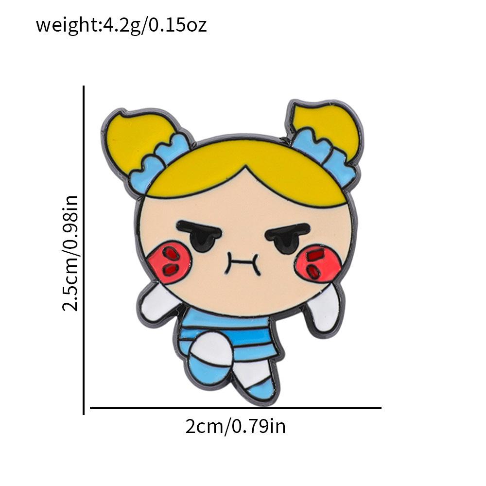 Cartoon Power Girl Brooches Set Cute Anime Enamel Lapel Pins for Backpack Creative Metal Badges Women Accessories Gifts