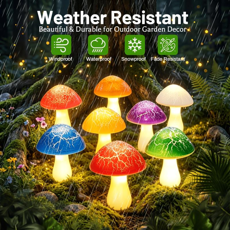 Solar Garden Light, New Solar Mushroom Light with 8 Cracked Mushrooms, Outdoor Landscape Lighting, Colorful Garden Decorative Light
