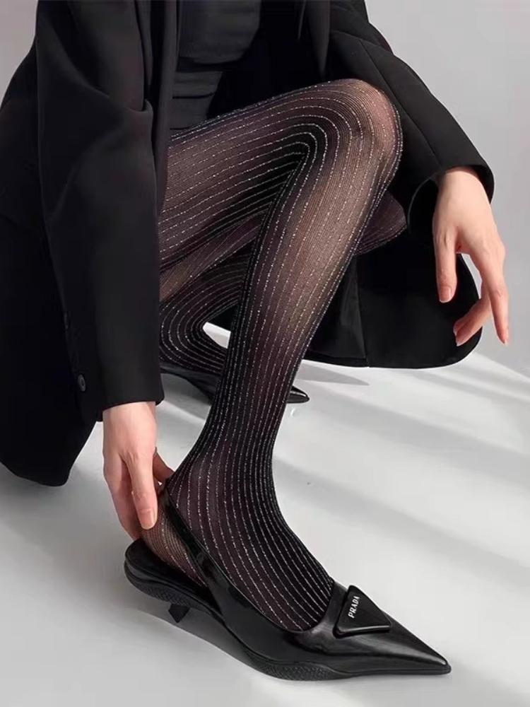 Ultra-Thin Black Stockings for Women Summer Sexy Tattoo-Like Design Versatile Base Layer Skin-Tight Pantyhose for Hot Weather