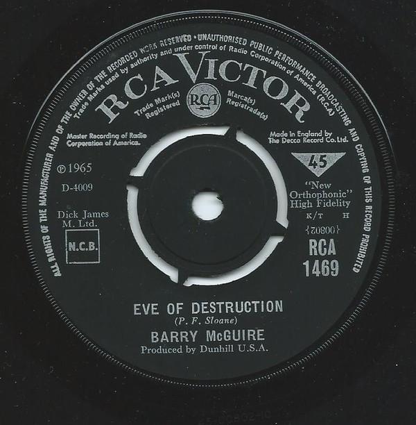 

7inch Record BARRY MCGUIRE Eve Of Destruction What Exactlys RCA1469 RCA VICTOR 1965 UK Rock Used