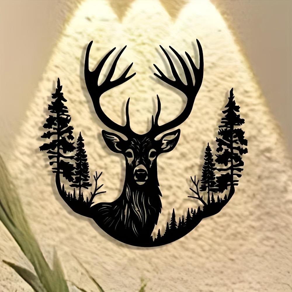1pc Metal Deer Head Wall Art, Christmas Minimalist Plaque for Office Living Room Bedroom Patio Kitchen Garden Cafe Shop Lobby