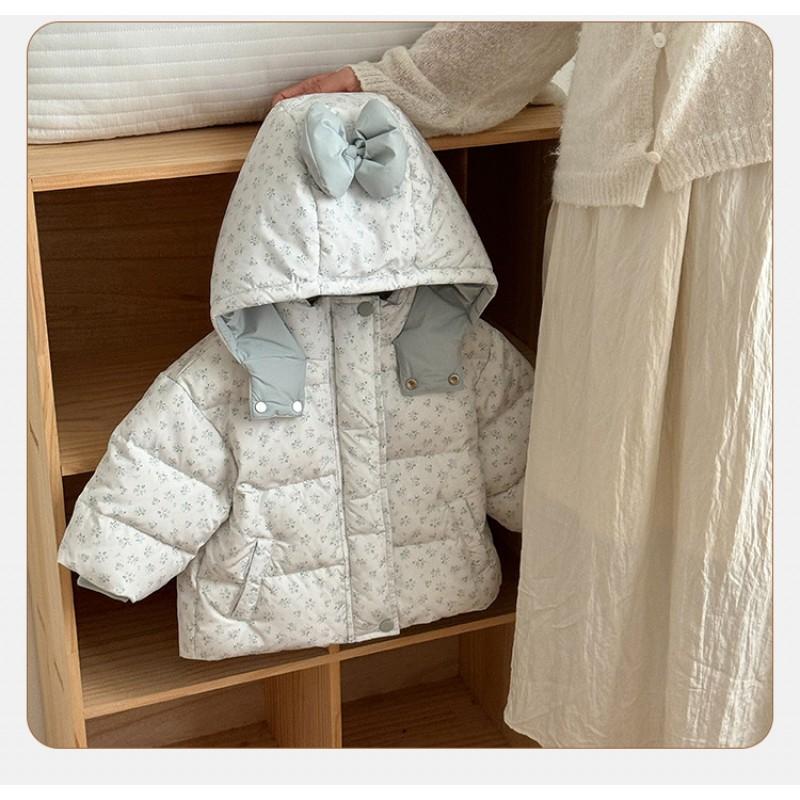 Baby Girls Winter Down Coat Long Sleeve Hooded Puffer Jacket Toddlers 1-3 Years A-Class Safety Soft Warm Outerwear