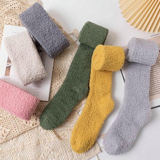 Over Knee Socks Windproof Leg Slimming Washable Winter Thermal Female Long Tube Socks Daily Wear