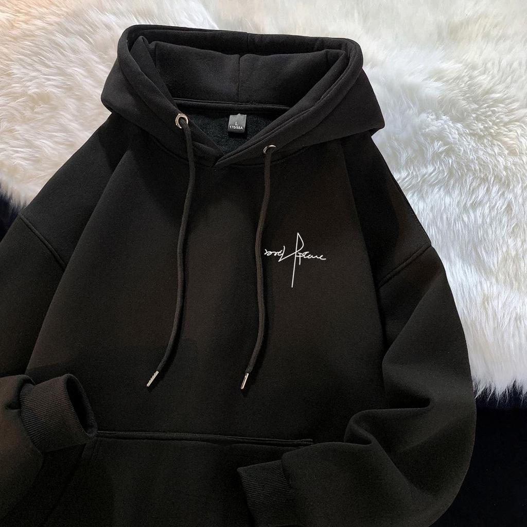 Personalized American Style Men's Hoodie – Autumn/Winter Velvet, Thick, Versatile Student Jacket