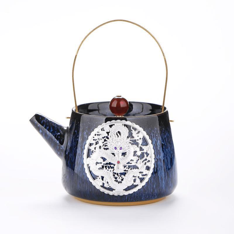 Chaxun Elegant Silver-Inlaid Ceramic Tea Set
