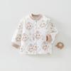 Unisex Baby Cartoon Jacket - Lightweight 60g Cotton, Two-Button, Seamless, Warm Outerwear for Autumn Outings.