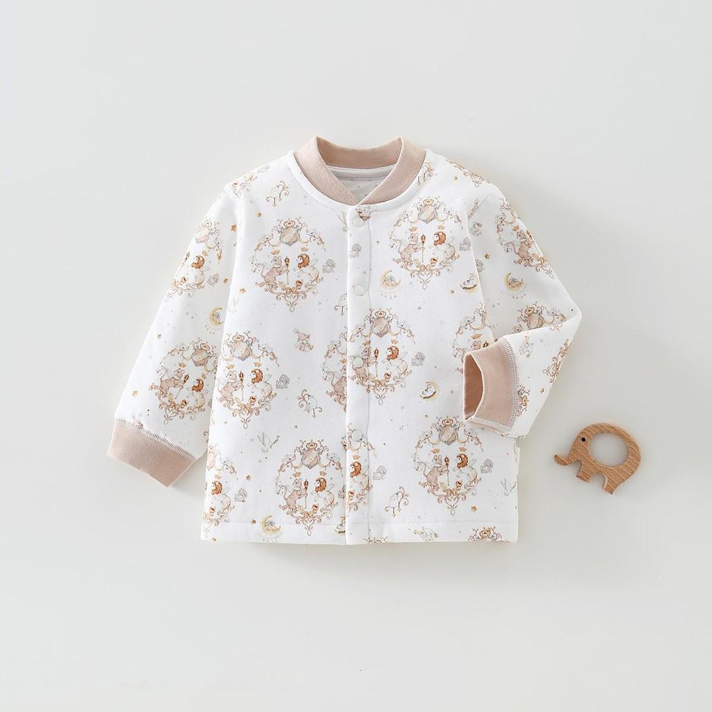 Unisex Baby Cartoon Jacket - Lightweight 60g Cotton, Two-Button, Seamless, Warm Outerwear for Autumn Outings.