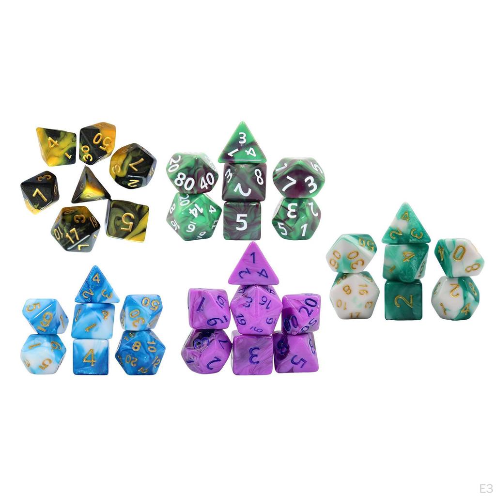 7 Pieces Acrylic Polyhedral Dice Board Games, Multi-Sided Dice, Gaming for Parties