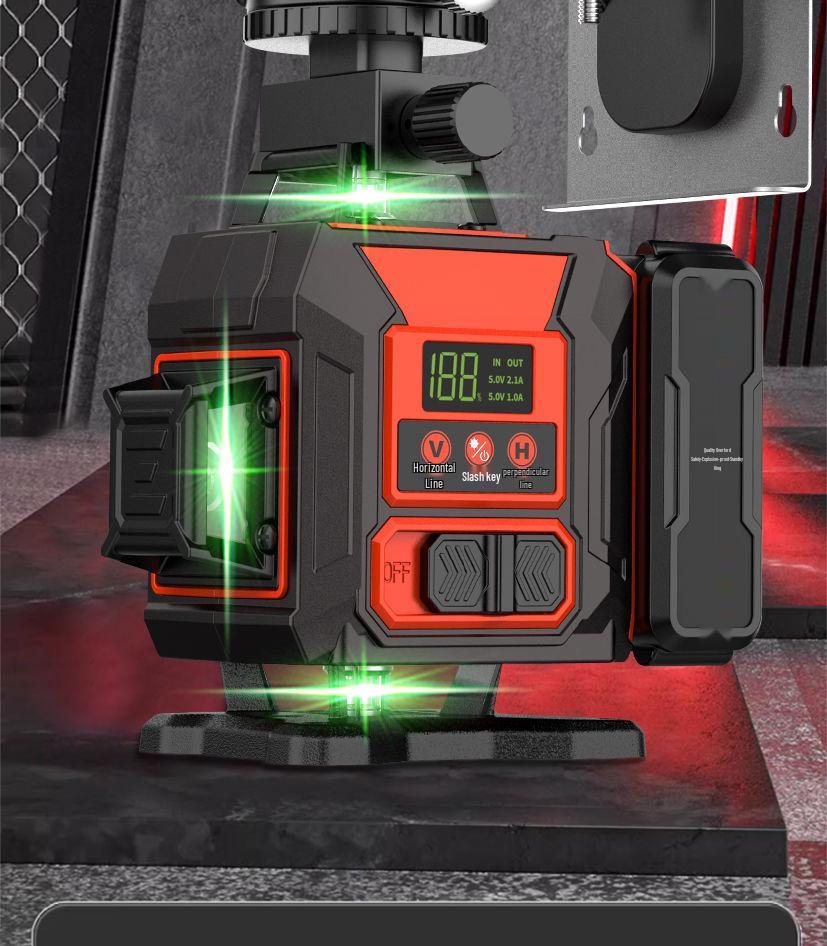 12-Line High Precision Green Infrared Level with Automatic Outdoor Wall Sticking and Self-Leveling