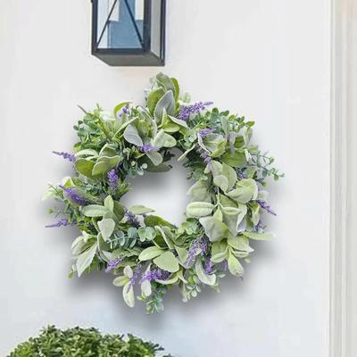 Flocked Lambs Ear Spring Door Wreath Lifelike Door Hanging Wreath Artificial Wreath  Front Door