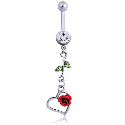 1 szt. Body Punk Romantic Rose Heart Dangle pierścionek z pępkiem
