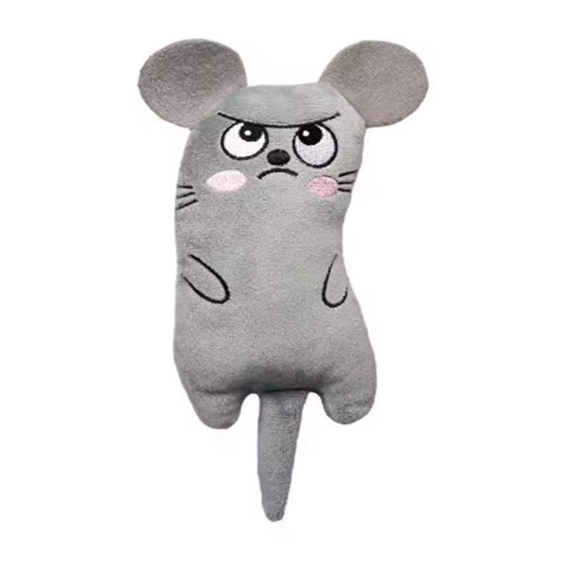 Funny Pet Plush Embroidery Catnip Toy Cat Expressive Mouse Toys Interactive Cat Toy Kitten Bite Resistance Toy Pet Accessories