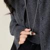 Silver simple water drop titanium steel necklace women's 2025 new autumn does not fade long sweater chain sweater chain accessories